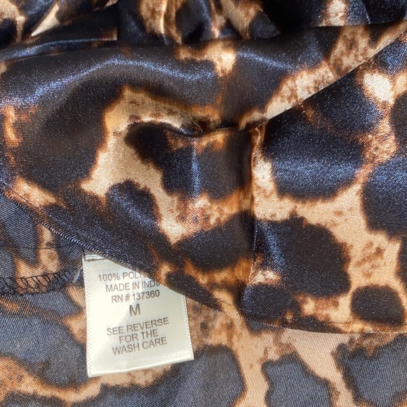 Boutique Satin Leopard Flowy A-Line Maxi Midi Skirt - Picture 14 of 16